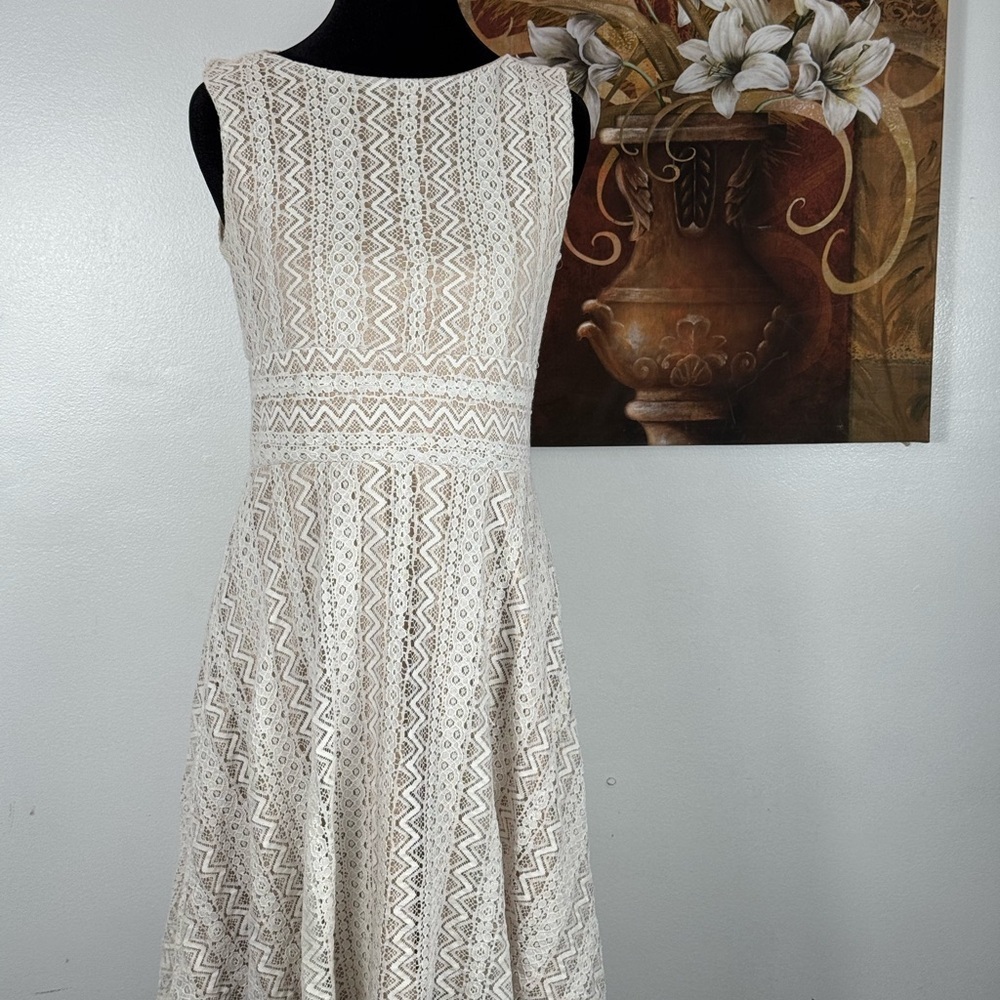 Tiana B Elegant Lace Sleeveless Dress - Cream size 4